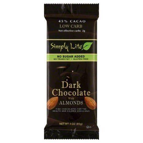 Simply Lite Dark Chocolate, with Almonds, 45% Cacao - 3 Ounces