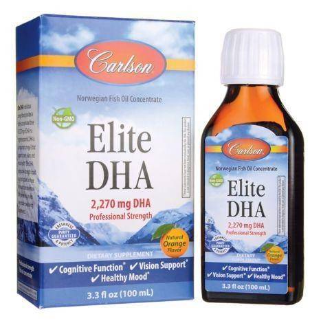 Carlson Labs Elite DHA, Orange Flavor - 3.3 Fluid Ounces