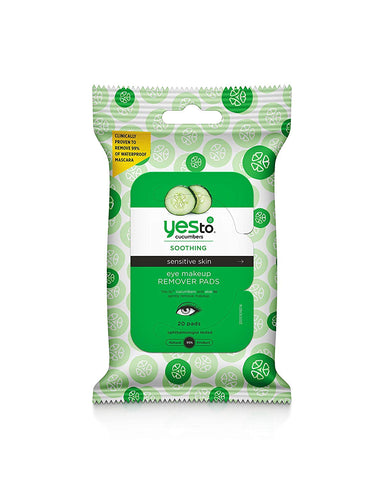 Yes To Cucumber Soothing Eye Makeup Remover Pads Sensitive Skin-20 Pads