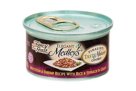 Fancy Feast Elegant Medleys Whitefish & Shrimp Recipe with Rice & Spinach in Gravy - 3 Ounces