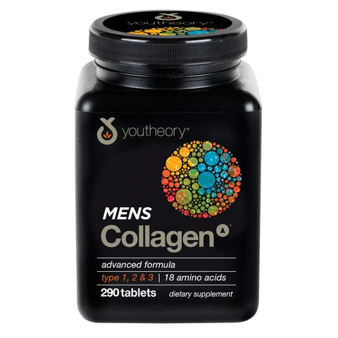 Youtheory Mens Collagen Advanced Formula Type 1, 2 & 3 18 Amino Acids-290 Tablets