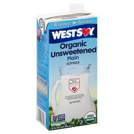WestSoy Soymilk, Organic, Unsweetened, Plain - 32 Ounces