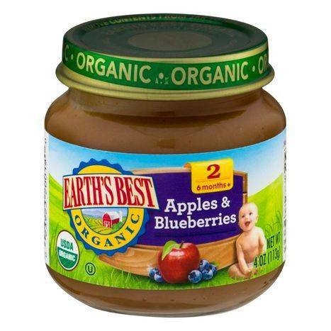 Earths Best Organic Apples & Blueberries, 2 (6 Months+) - 4 Ounces