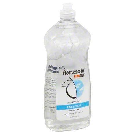 Homesolv CitraDish Dish Soap, Natural, Free & Clear - 25 Ounces