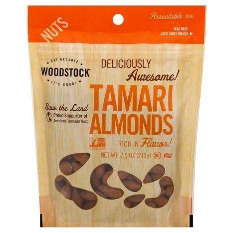 Woodstock Almonds, Tamari - 7.5 Ounces