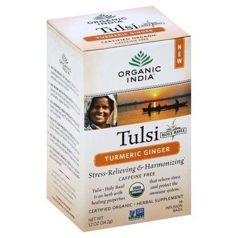 Organic India Tulsi, Turmeric Ginger, Caffeine Free, Infusion Bags - 18 Each