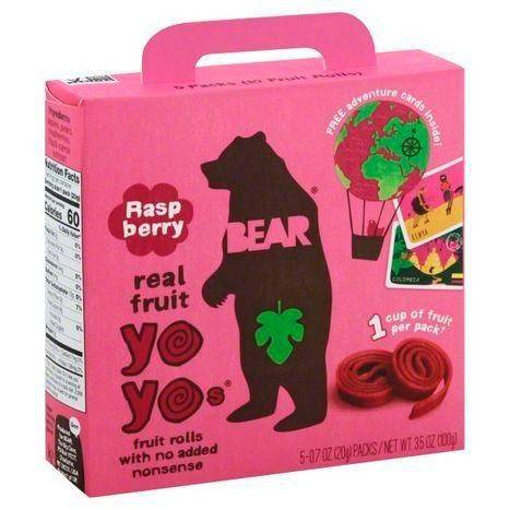 Bear Yo Yos, Real Fruit, Raspberry - 5 Each