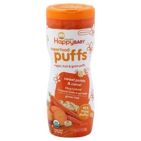 Happy Baby Organics Puffs, Superfood, Sweet Potato & Carrot, Crawling Baby - 2.1 Ounces
