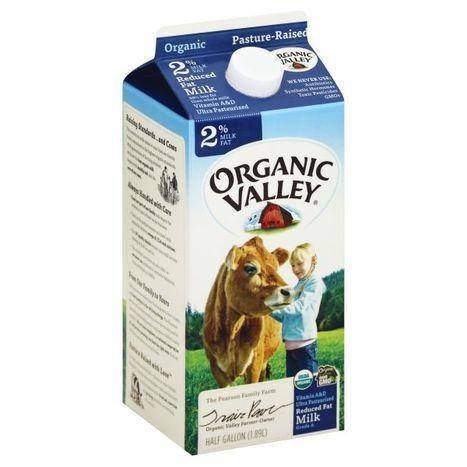 Organic Valley Milk, Reduced Fat, 2% Milk Fat - 0.5 Gallons
