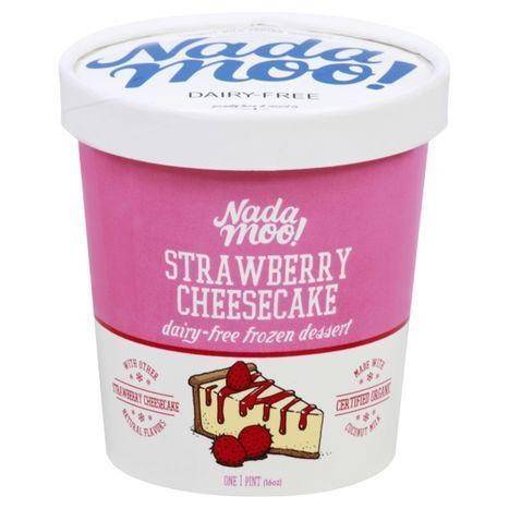 Nadamoo Frozen Dessert, Dairy-Free, Strawberry Cheesecake - 1 Pint