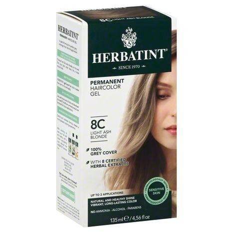 Herbatint Permanent Haircolor Gel, Sensitive Skin, Light Ash Blonde 8C - 4.56 Ounces