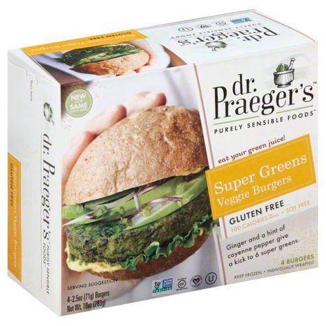 Dr Praegers Veggie Burgers, Gluten Free, Super Greens - 4 Each