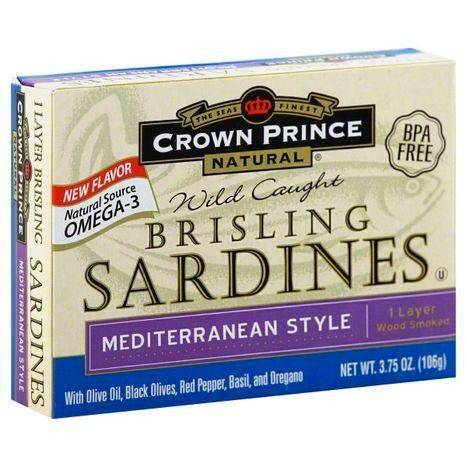 Crown Prince Natural Sardines, Brisling, Mediterranean Style - 3.75 Ounces