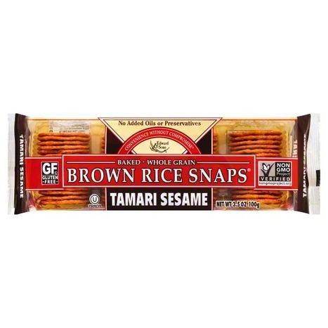 Edward & Sons Brown Rice Snaps, Baked, Tamari Sesame - 3.5 Ounces