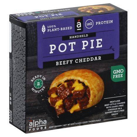 Alpha Foods Pot Pie, Handheld, Beefy Cheddar - 6 Ounces