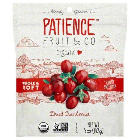 Patience Fruit Dried Cranberries, Organic, Gently Sweetened - 5 Ounces