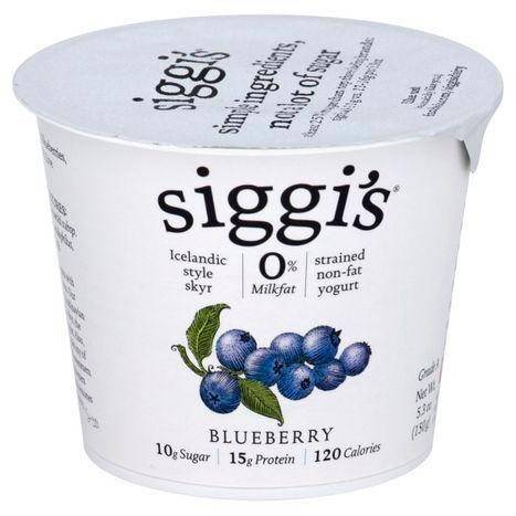 Siggis Yogurt, Non-Fat, Icelandic Style Skyr, Strained, Blueberry - 5.3 Ounces