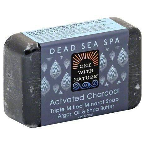 One with Nature Dead Sea Spa Soap, Triple Milled Mineral, Activated Charcoal - 7 Ounces