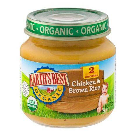 Earths Best Organic Chicken & Brown Rice, 2 (6 Months +) - 4 Ounces