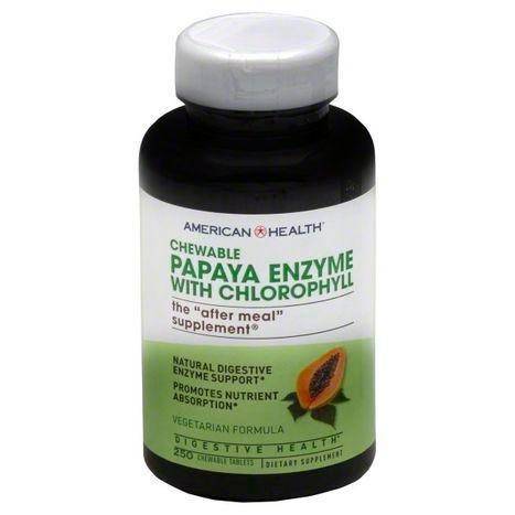 American Health Papaya Enzyme, with Chlorophyll, Vegetarian Formula, Chewable Tablets - 250 Each