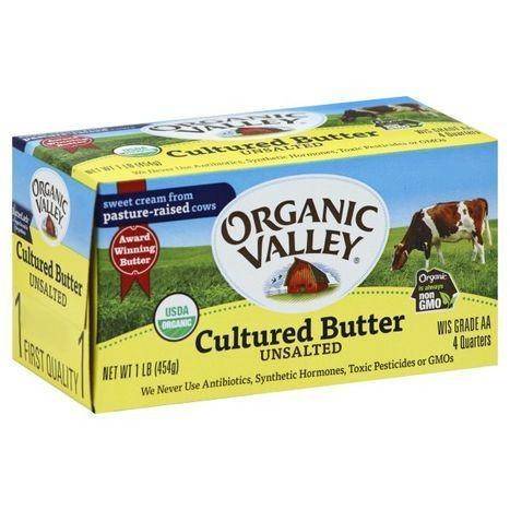 Organic Valley Butter, Cultured, Unsalted - 1 Pound