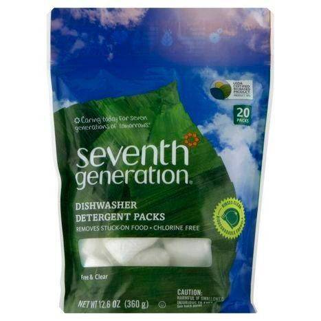 Seventh Generation Dishwasher Detergent, Free & Clear, 20 Packs - 20 Count