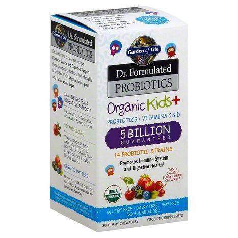 Garden of Life Dr. Formulated Probiotics, Organic Kids+, Yummy Chewables - 30 Each