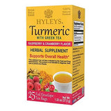 Hyleys Turmeric With Green Tea Raspberry & Cranberry Flavor-25 Tea Bags-1.32 Oz