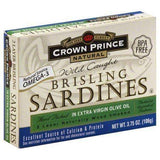 Crown Prince Natural Sardines, Brisling, in Extra Virgin Olive Oil - 3.75 Ounces
