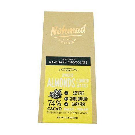 Nohmad Snack Co Small Batch Raw Dark Chocolate, Sprouted Almonds & Smoked Sea Salt
