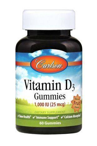 Carlson Vitamin D3, Natural Fruit Flavors, Gummies - 60 Count