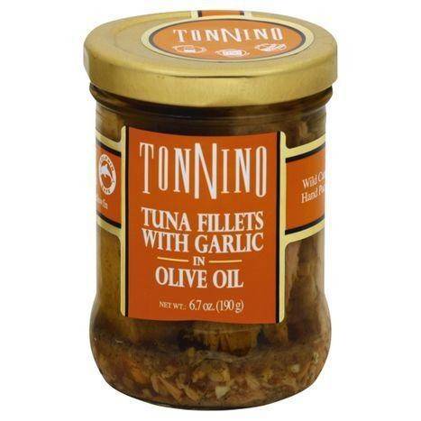 Tonnino Tuna Fillets, 100% Yellowfin, with Garlic in Olive Oil - 6.7 Ounces