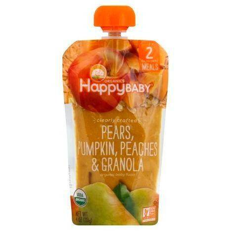 Happy Baby Organics Baby Food, Organic, Pears, Pumpkin, Peaches & Granola, 2 (6+ Months) - 4 Ounces