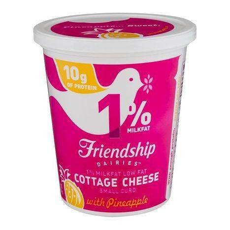 Friendship Cottage Cheese, Small Curd, 1% Milkfat, Low Fat, with Pineapple - 16 Ounces