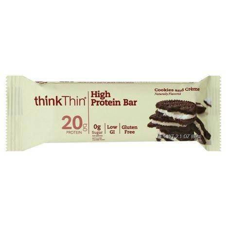 ThinkThin High Protein Bar, Cookies and Creme - 2.1 Ounces