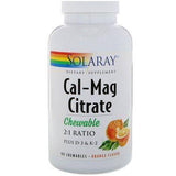 Solaray Cal-Mag Citrate, Orange Flavor - 90 Chewables