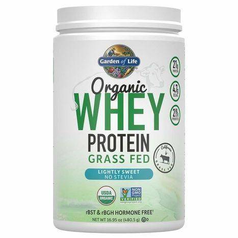 Garden of Life Whey Protein, Grass Fed, Organic, Lightly Sweet Stevia - 16.95 Ounces