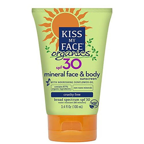 Kiss My Face Organics Face & Body Natural Mineral Protection SPF 30-3.4 Oz