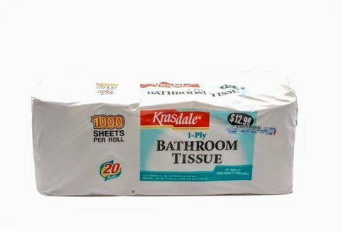 Krasdale 1-Ply Toilet Tissue - 20 Rolls