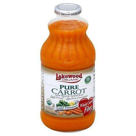 Lakewood Organic 100% Juice, Pure Carrot, with Organic Lemon Juice - 32 Ounces