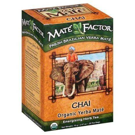 Mate Factor Yerba Mate Herb Tea, Energizing, Chai - 20 Each