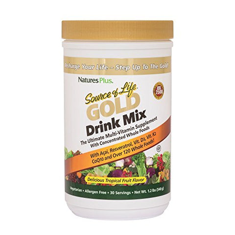 Natures Plus Source Of Life Gold Drink Mix Tropical Fruit Flavor-0.97 Lb