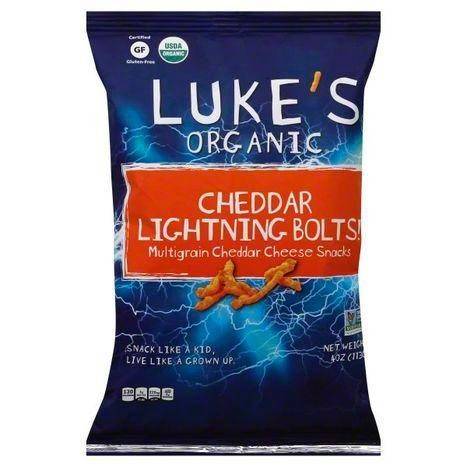 Lukes Organic Cheddar Cheese Snacks, Multigrain, Cheddar Lightning Bolts - 4 Ounces
