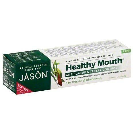 Jason Healthy Mouth Toothpaste, Fluoride-Free, Antiplaque & Tartar Control, Tea Tree Oil & Cinnamon - 4.2 Ounces