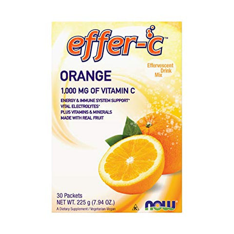 Now Effer-C 1,000 Mg Vitamin C Orange Flavor-30 Packets-7.94 Oz