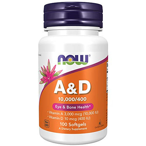 Now Vitamin A&D 10,000/400 IU-100 Softgels