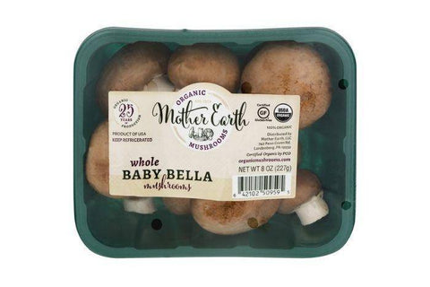 Mother Earth Whole Baby Bella Mushrooms - 8 Ounces