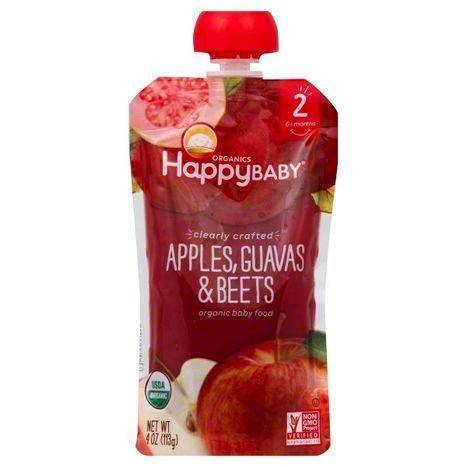Happy Baby Organics Baby Food, Organic, Apples, Guavas & Beets, 2 (6+ Months) - 4 Ounces