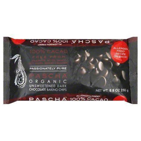 Pascha Chocolate Baking Chips, Unsweetened Dark, Organic - 8.8 Ounces