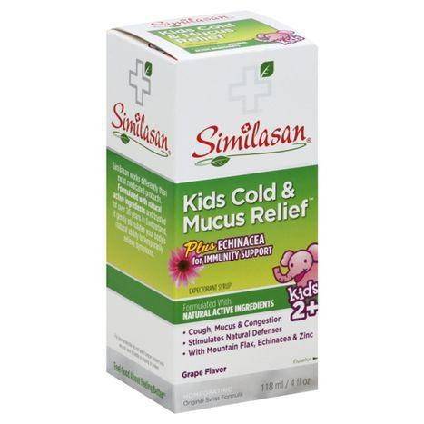 Similasan Cold & Mucus Relief, Kids, Expectorant Syrup, Grape Flavor - 4 Ounces